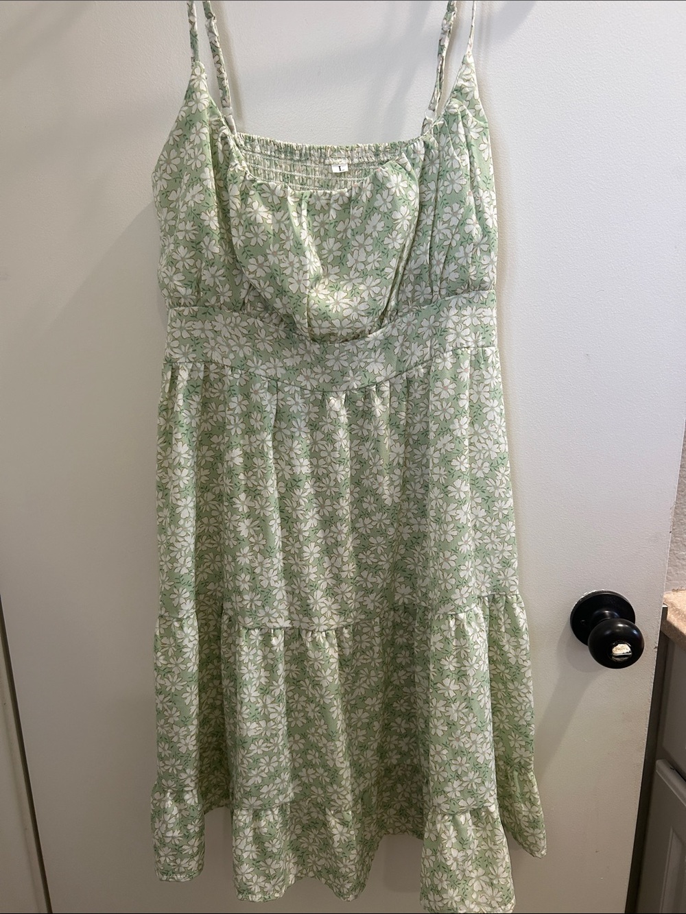 Light Green Floral Sundress with Spaghetti Straps